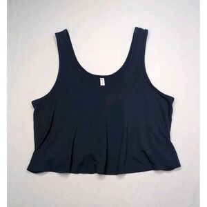 Fabletics Women's Small Sleek Knit Cropped Swing Tank Navy Losse Fit Drapey‎